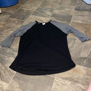 Lularoe "Randy" Shirt with Striped Sleeves
